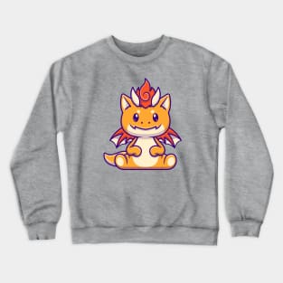 Cute Baby Orange Dragon Sitting Cartoon Crewneck Sweatshirt